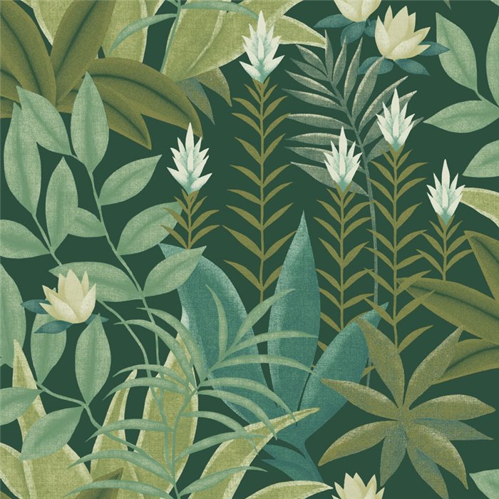 Green jungle floral wallpaper · Casadeco Canopée 202637575