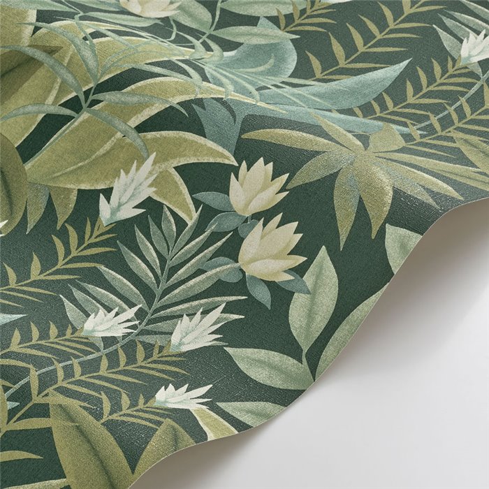 Green jungle floral wallpaper · Casadeco Canopée 202637575