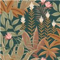 Papel pintado exótico floral terracota · Casadeco Canopée 202637606