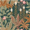 Exotic floral terracotta wallpaper