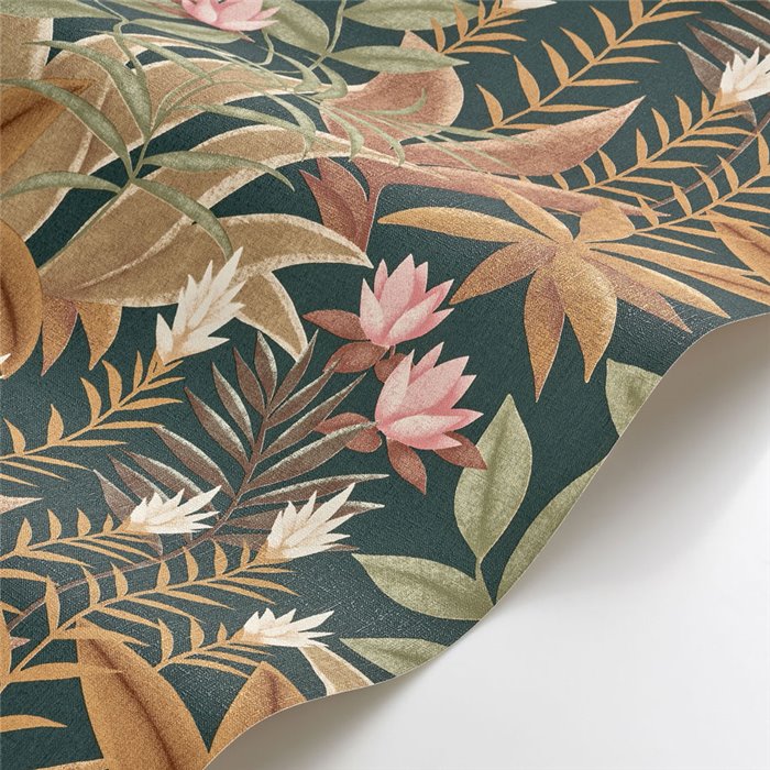 Papel pintado exótico floral terracota · Casadeco Canopée 202637606
