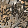 Tropical floral wallpaper on a black ground