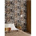 Papier peint floral tropical fond noir · Casadeco Canopée 202639559