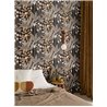 Papel pintado floral tropical sobre fondo negro · Casadeco Canopée 202639559