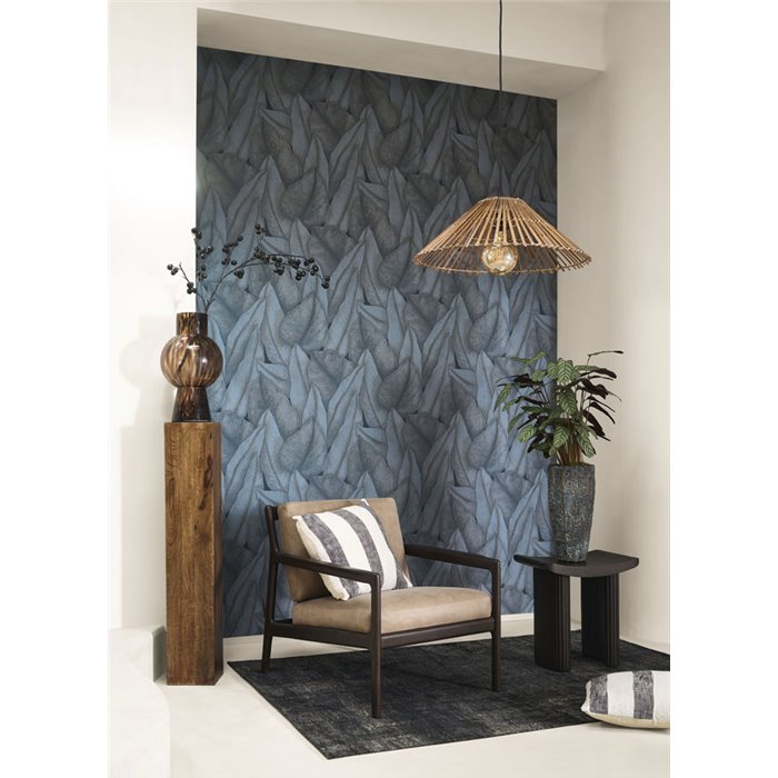 Blue tropical leaf wallpaper · Casadeco Canopée 202646808