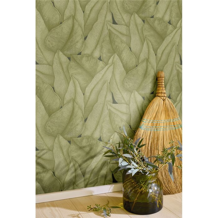 Papel pintado vegetal de hojas envolventes · Casadeco Canopée 202647667