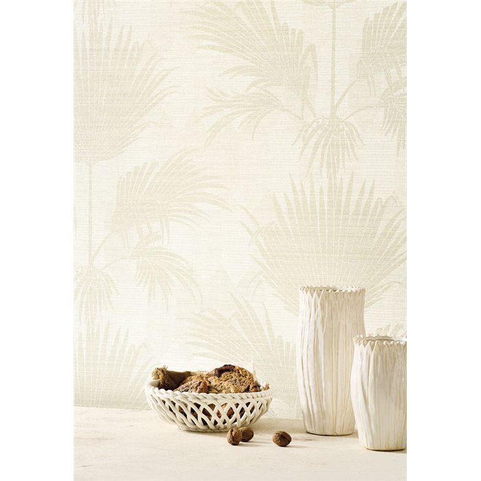 Papel pintado de palmeras tono sobre tono · Casadeco Canopée 202651111