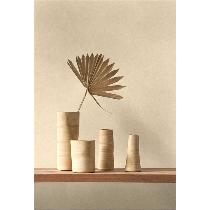 Beige Tapete mit feiner Blattstruktur · Casadeco Canopée 202660101