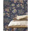 Papel pintado de flores indias sobre azul · Casadeco Maison de Famille 202685274