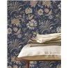 Papel pintado de flores indias sobre azul · Casadeco Maison de Famille 202685274