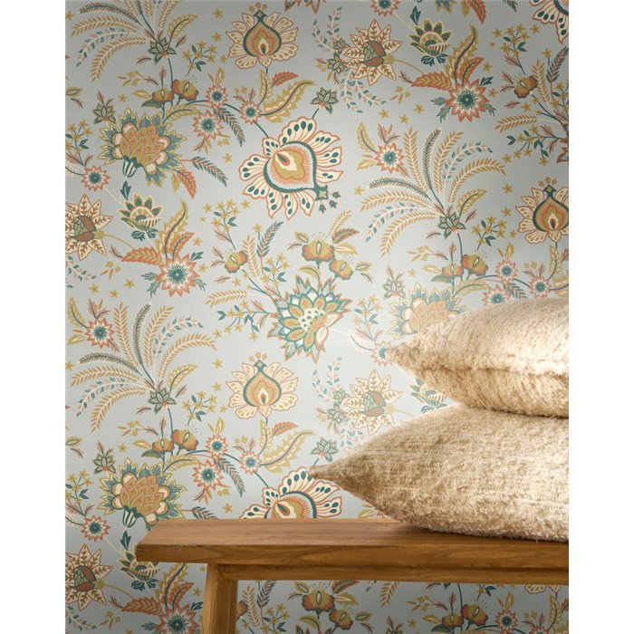 Indian floral print wallpaper · Casadeco Maison de Famille 202686414