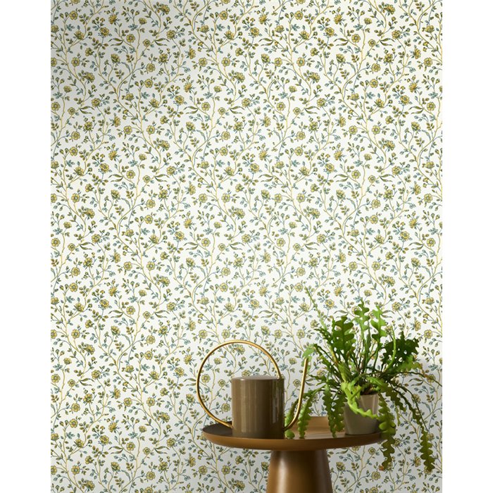 Papel pintado barroco de ramas florales · Casadeco Maison de Famille 202692697