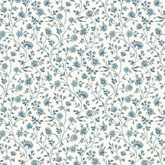 Papel pintado de flores porcelana azul · Casadeco Maison de Famille 202696601