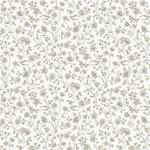 Papel pintado de flores finas en blanco