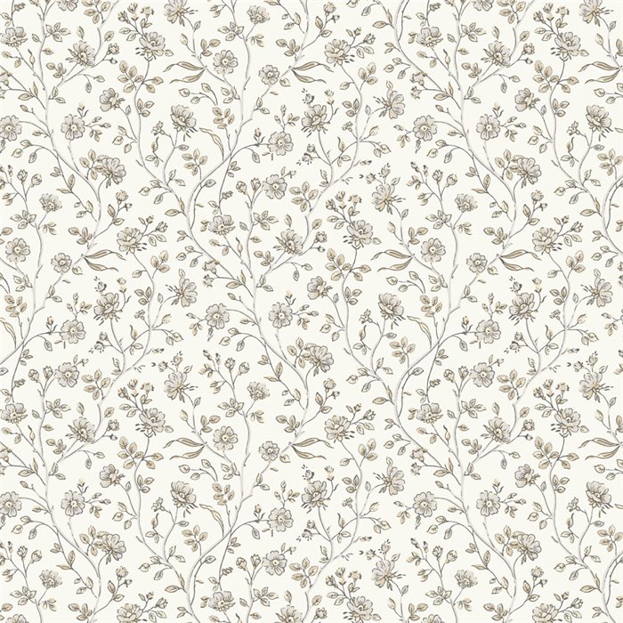 Papel pintado de flores finas en blanco · Casadeco Maison de Famille 202699051