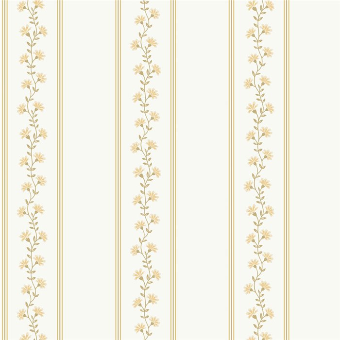 Striped wallpaper with floral garlands · Casadeco Maison de Famille 202702459