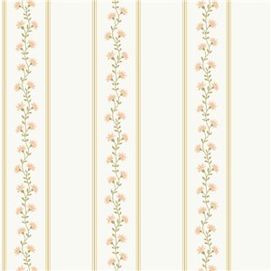 Papel pintado de rayas florales finas
