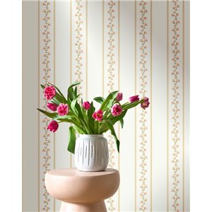 Papel pintado de rayas florales finas 2