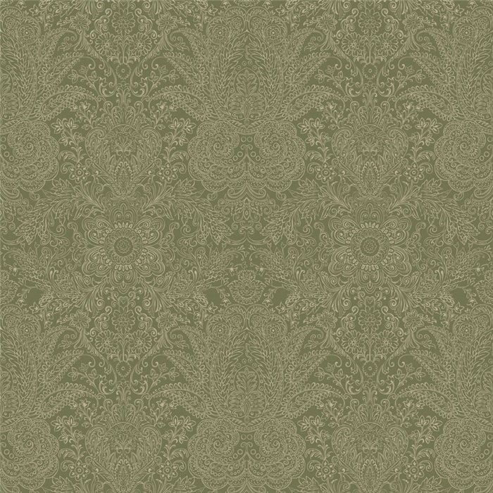 Papel pintado ornamental verde musgo · Casadeco Maison de Famille 202717122