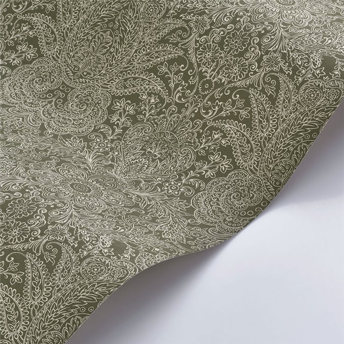 Papier peint ornemental vert mousse · Casadeco Maison de Famille 202717122
