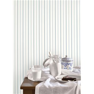 Papel pintado de rayas azul porcelana 2