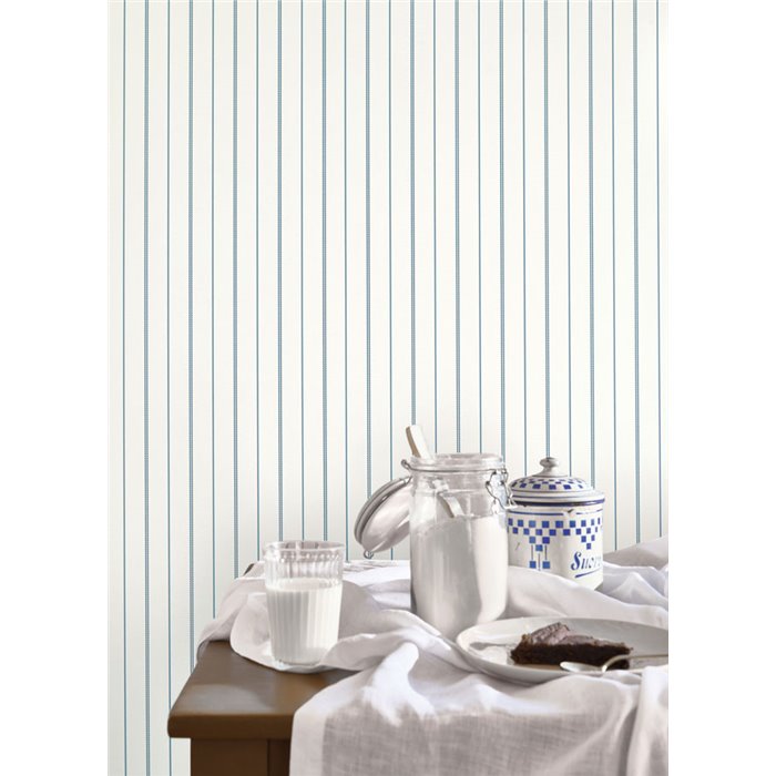 Porcelain blue striped wallpaper · Casadeco Maison de Famille 202726033