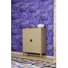 Elitis|Kilim-Tapete in Tierfelloptik Blau und Violett|Lederimitat