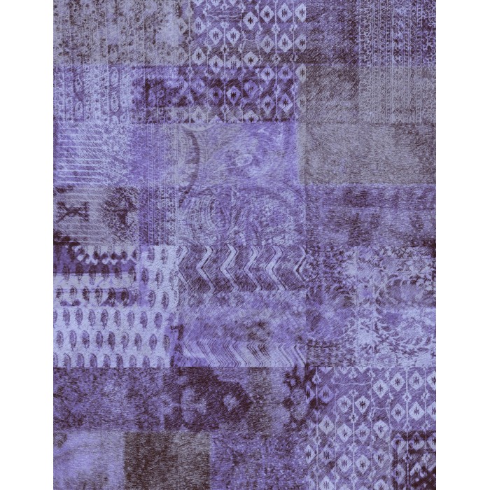 Elitis|Kilim-Tapete in Tierfelloptik Blau und Violett|Lederimitat