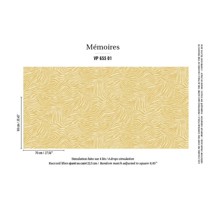 Elitis|Papier peint peau de zèbre jaune et blanc|Imitation Peau