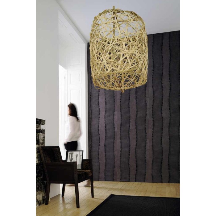 Elitis|Vinyl-Tapete mit Ponyfell in Aubergine und Schwarz|Lederimitat