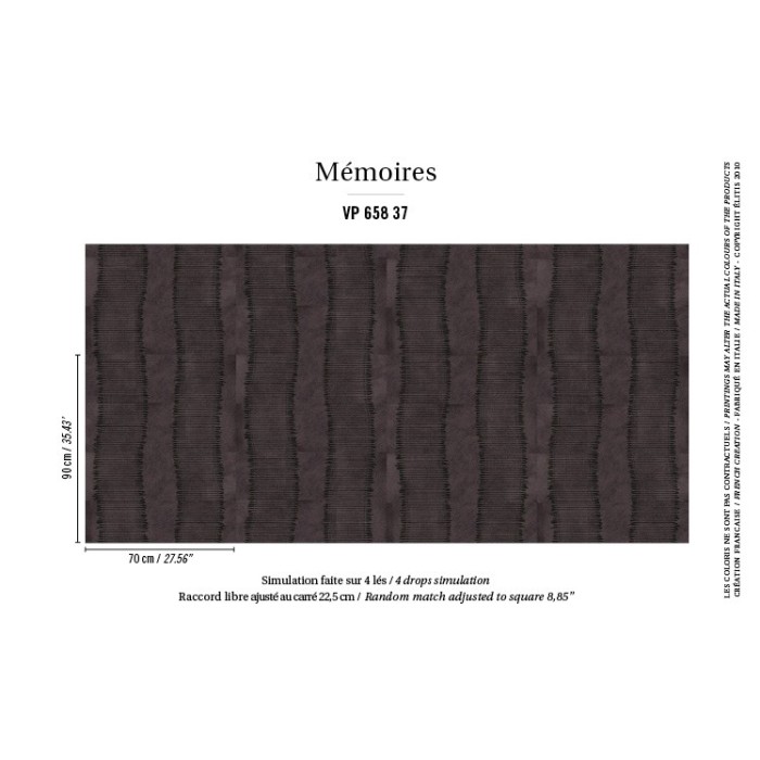 Elitis|Vinyl-Tapete mit Ponyfell in Aubergine und Schwarz|Lederimitat