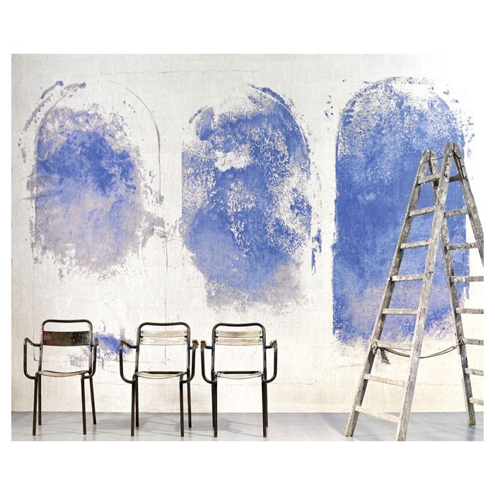 Elitis|Wandbild zeitgenössisch, indigo blaue malerische Komposition|Wandbild