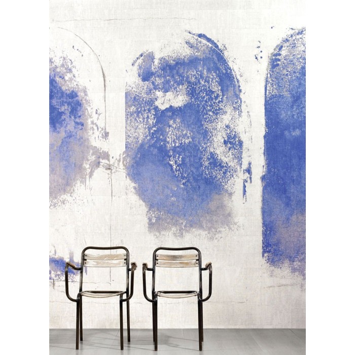 Elitis|Wandbild zeitgenössisch, indigo blaue malerische Komposition|Wandbild