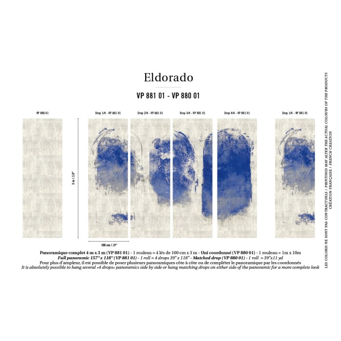 Elitis|Papier peint panoramique contemporain, composition picturale bleu indigo|Panoramiques