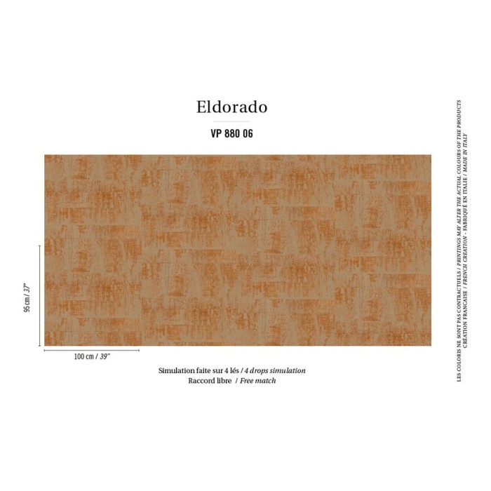 Elitis|Vinyl-Tapete in Bastoptik Kupferfarbe|Tapeten