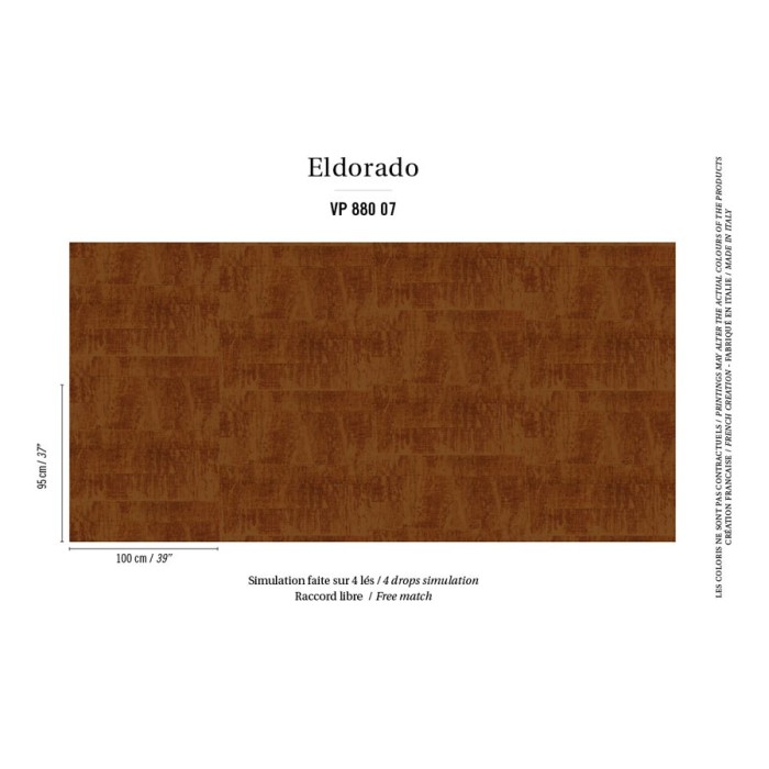 Papel pintado enlucido de yeso y rafia naranja - Élitis Eldorado Atelier d'artiste VP 880 07