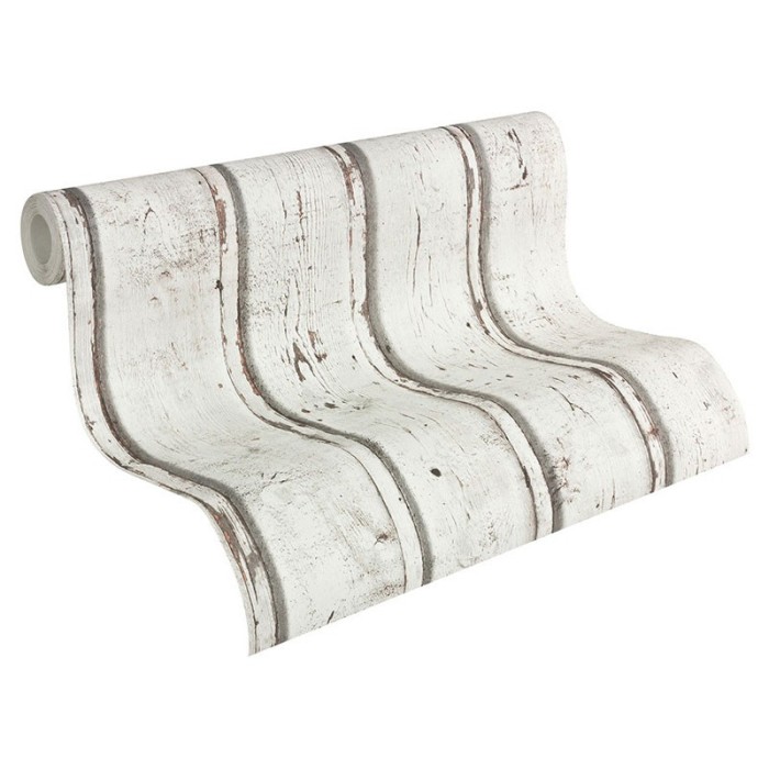 As Creation|White aged wood wallpaper|Wood Imitation