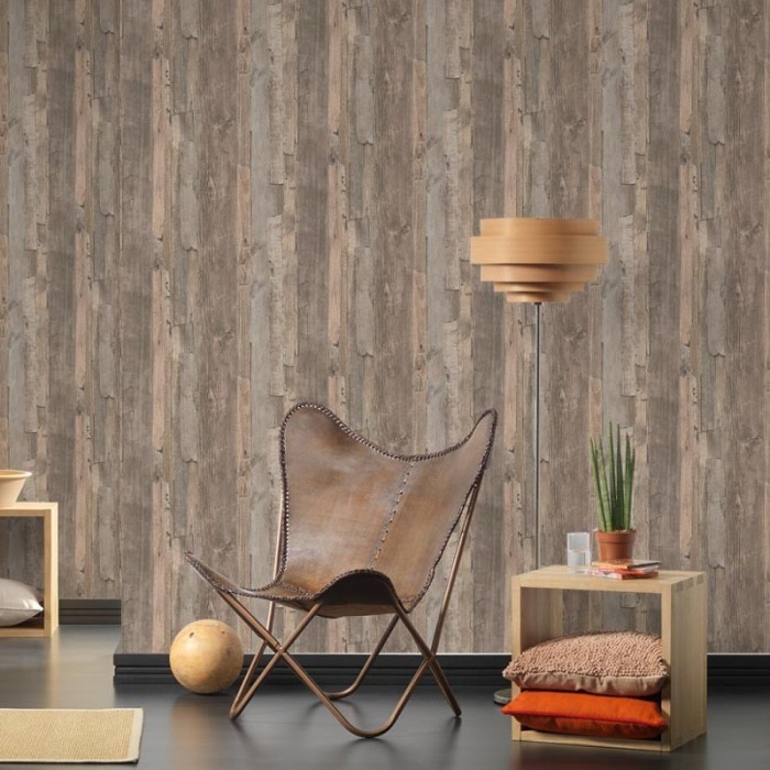 As Creation|Rustic living room wood plank wallpaper|Wood Imitation