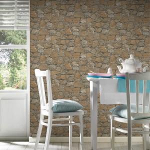 Casamance|Papel pintado contemporáneo, textura rocosa beige|Imitacion Piedra 2