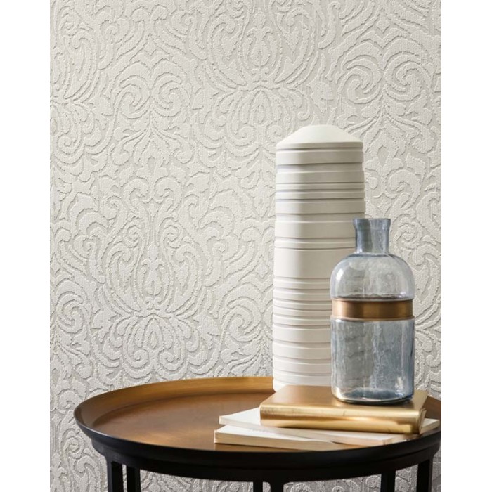 Architects Paper|Papier peint damassé blanc avec motifs en relief|Imitation Tissu