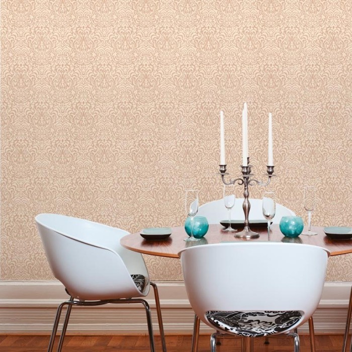Architects Paper|Damast-Tapete lachsfarben mit Relief|Textilimitation