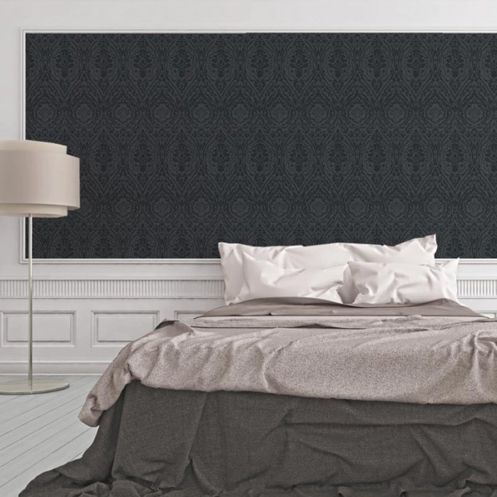 Papel pintado damasco gris y negro efecto textil - Architects Paper Tessuto II 961959