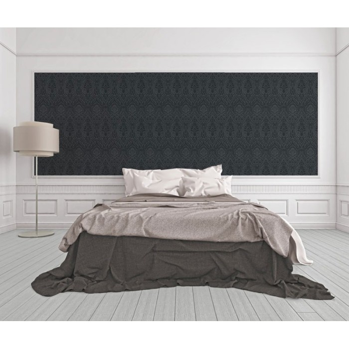 Architects Paper|Damasttapete Grau und Schwarz mit Stoffoptik|Textilimitation