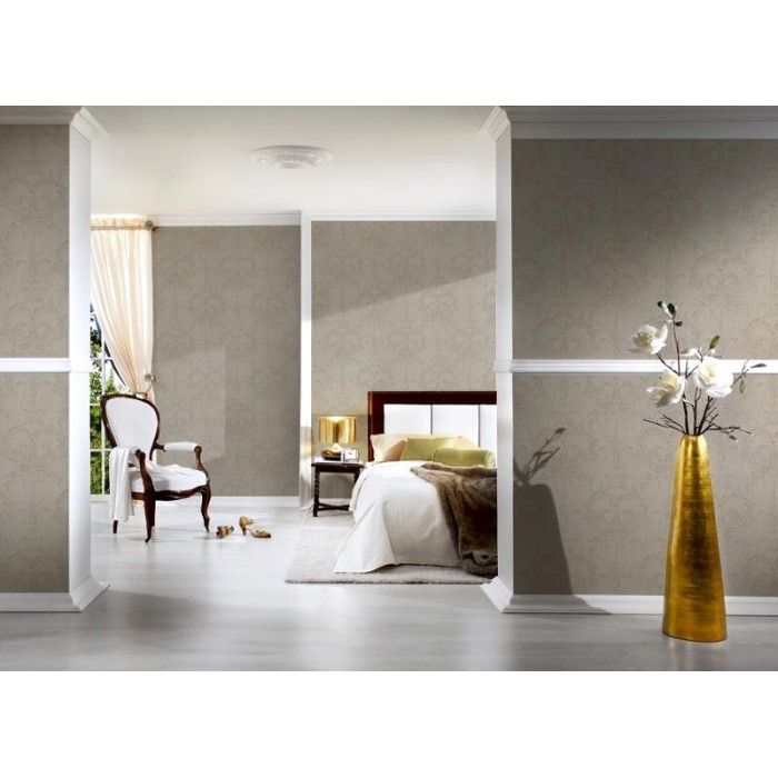 Architects Paper|Baroque wallpaper in ash brown with fabric effect|Fabric Imitation