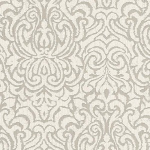 As Creation|Papier Peint style damas ou baroque blanc effet brillant|Damas