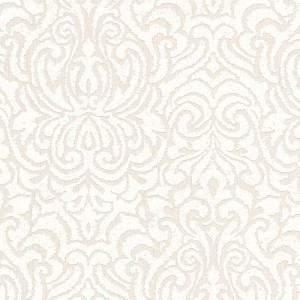As Creation|Tapete Damast-Kronleuchter und Perlen in Champagnerfarbe|Damast
