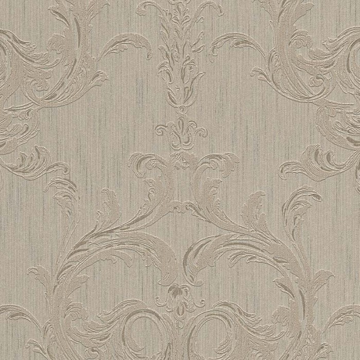 Papel pintado estilo barroco marrón ceniza efecto tela - Architects Paper Tessuto II 961963