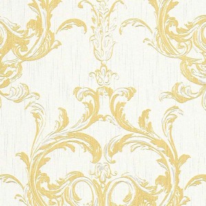 Grandeco|Damast florale Farbe Mausgrau Tapete|Damast