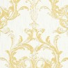 Architects Paper|Yellow and white baroque wallpaper with fabric effect|Damask