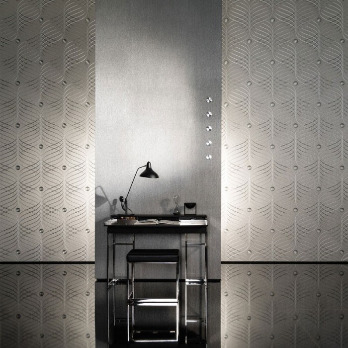 Marburg|Papel pintado gris plata efecto estuco rayado|Moderno